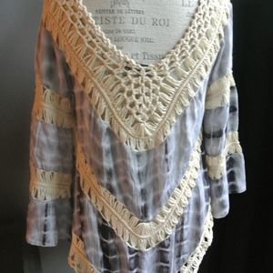 Jessica Taylor New York Swim - Blue Tie Dye Crochet Shawl Jessica Taylor New York Swim - Blue Tie Dye Crochet Shawl